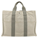 HERMES New Fourre Tout MM Hand Bag Canvas Gray Silver Auth 117285-2