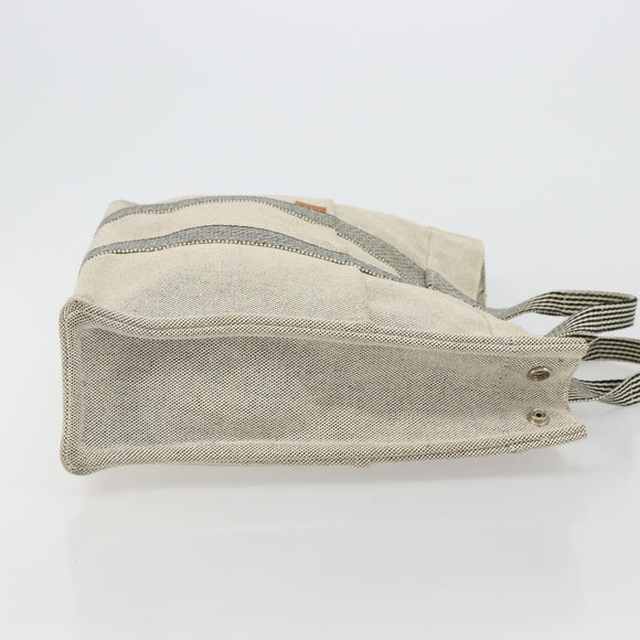HERMES New Fourre Tout MM Hand Bag Canvas Gray Silver Auth 117285
