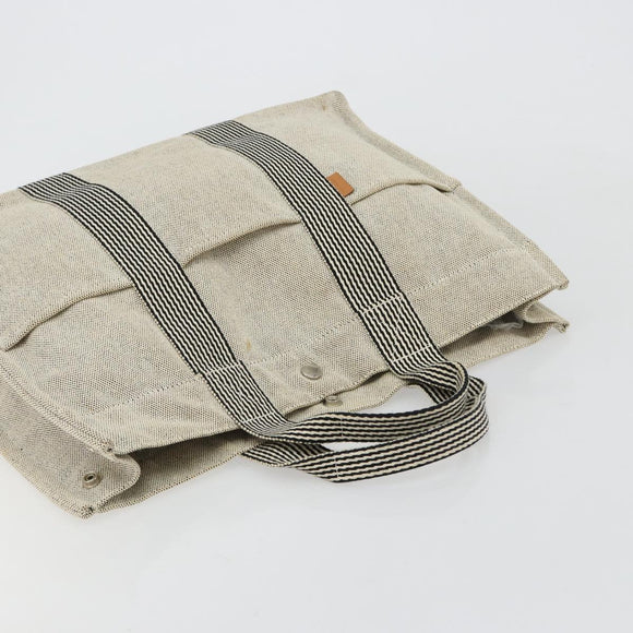 HERMES New Fourre Tout MM Hand Bag Canvas Gray Silver Auth 117285
