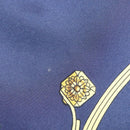 HERMES Carre 90 Scarf ""SPRINGS""  Silk Navy White Auth 117294-16