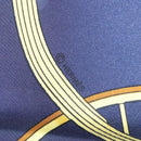 HERMES Carre 90 Scarf ""SPRINGS""  Silk Navy White Auth 117294-17