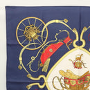 HERMES Carre 90 Scarf ""SPRINGS""  Silk Navy White Auth 117294-2