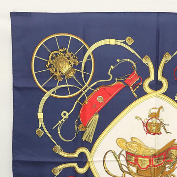 HERMES Carre 90 Scarf ""SPRINGS""  Silk Navy White Auth 117294 - 0
