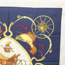 HERMES Carre 90 Scarf ""SPRINGS""  Silk Navy White Auth 117294-4