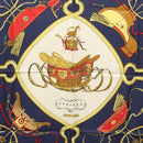 HERMES Carre 90 Scarf ""SPRINGS""  Silk Navy White Auth 117294-6