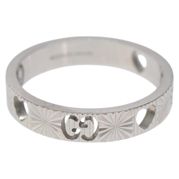 GUCCI Heart Ring K18 Silver Gold (750) 4.4g (18K) Silver Auth 117299AM