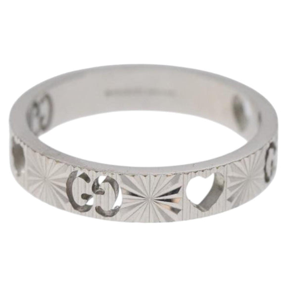 GUCCI Heart Ring K18 Silver Gold (750) 4.4g (18K) Silver Auth 117299SAM