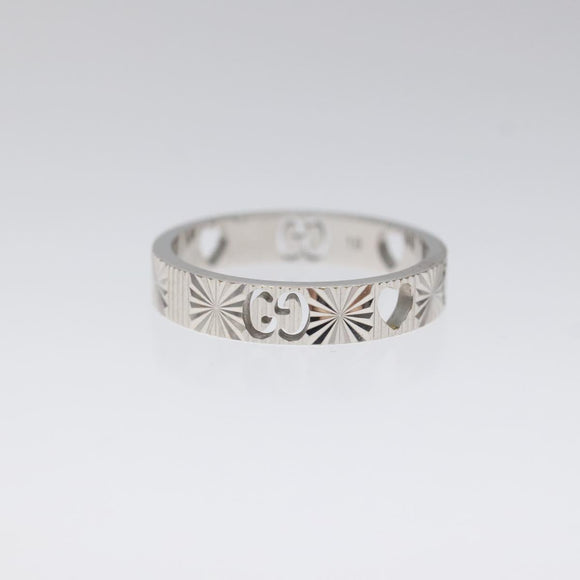 GUCCI Heart Ring K18 Silver Gold (750) 4.4g (18K) Silver Auth 117299SAM