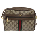 GUCCI GG Supreme Web Sherry Line Bag PVC Beige Red 119 02 004 Auth 117304-13