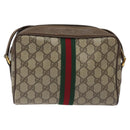 GUCCI GG Supreme Web Sherry Line Bag PVC Beige Red 119 02 004 Auth 117304-2