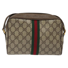 GUCCI GG Supreme Web Sherry Line Bag PVC Beige Red 119 02 004 Auth 117304 - 0