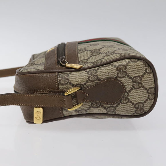 GUCCI GG Supreme Web Sherry Line Bag PVC Beige Red 119 02 004 Auth 117304