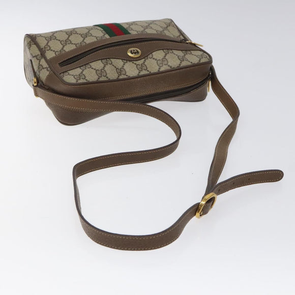 GUCCI GG Supreme Web Sherry Line Bag PVC Beige Red 119 02 004 Auth 117304