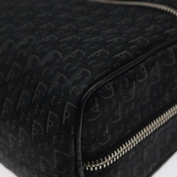 Christian Dior Trotter Canvas Hand Bag Black Silver Auth 117320M