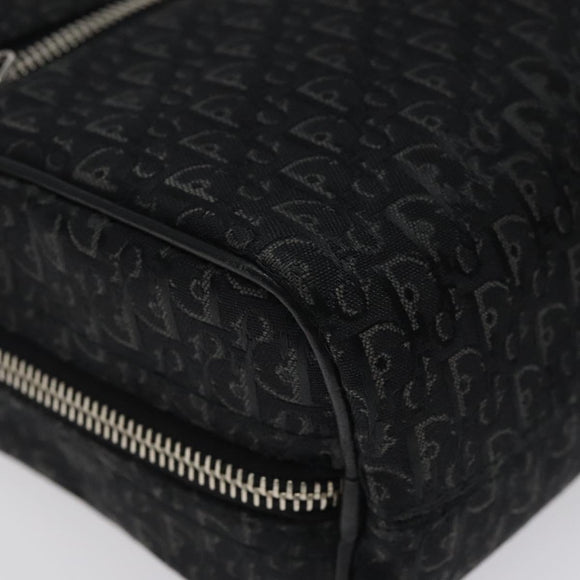 Christian Dior Trotter Canvas Hand Bag Black Silver Auth 117320M