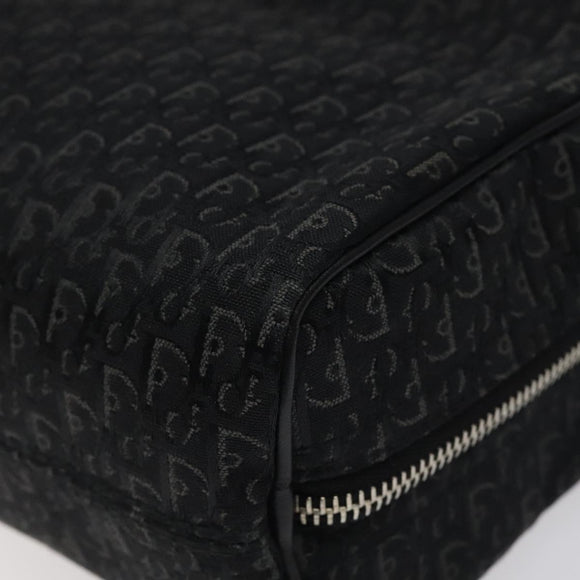 Christian Dior Trotter Canvas Hand Bag Black Silver Auth 117320M