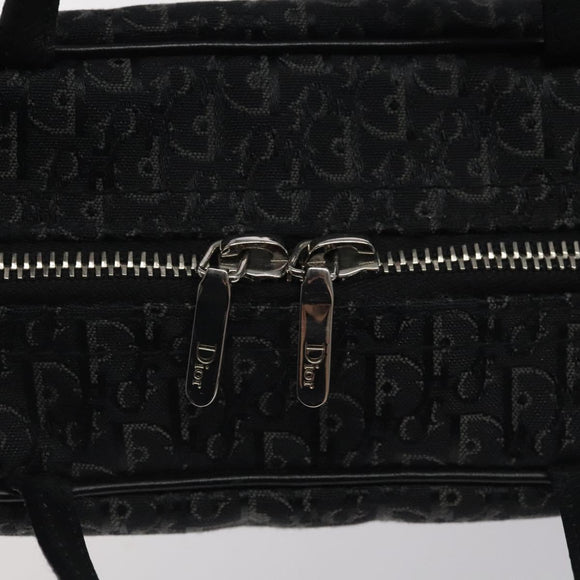 Christian Dior Trotter Canvas Hand Bag Black Silver Auth 117320M
