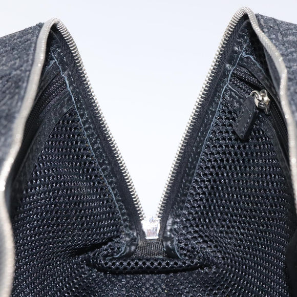 Christian Dior Trotter Canvas Hand Bag Black Silver Auth 117320M