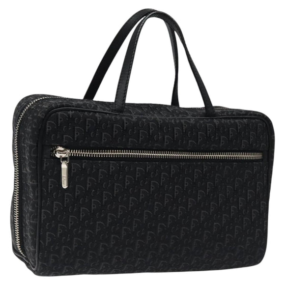 Christian Dior Trotter Canvas Hand Bag Black Silver Auth 117320M