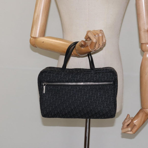 Christian Dior Trotter Canvas Hand Bag Black Silver Auth 117320M