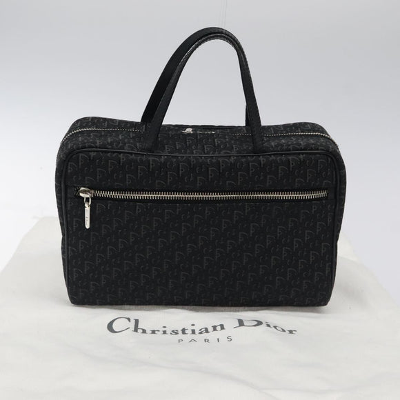 Christian Dior Trotter Canvas Hand Bag Black Silver Auth 117320M