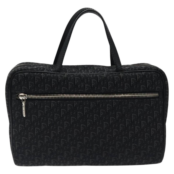 Christian Dior Trotter Canvas Hand Bag Black Silver Auth 117320M