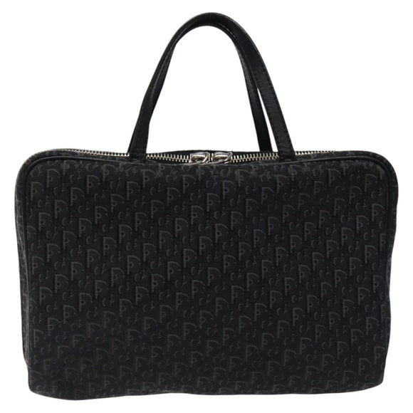 Christian Dior Trotter Canvas Hand Bag Black Silver Auth 117320M