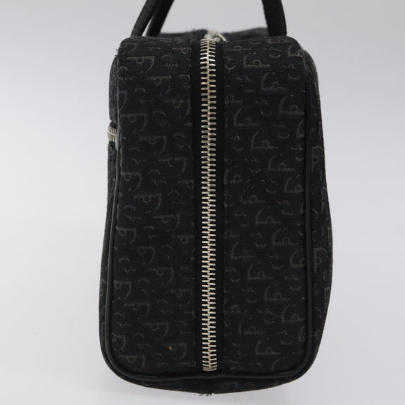 Christian Dior Trotter Canvas Hand Bag Black Silver Auth 117320M