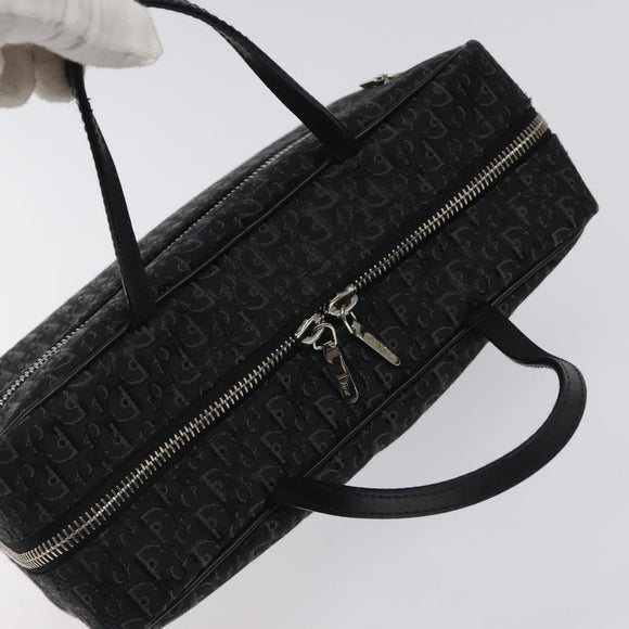 Christian Dior Trotter Canvas Hand Bag Black Silver Auth 117320M