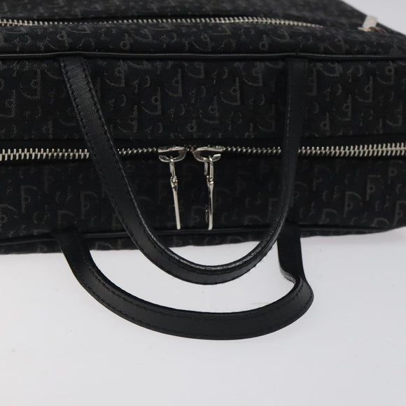 Christian Dior Trotter Canvas Hand Bag Black Silver Auth 117320M