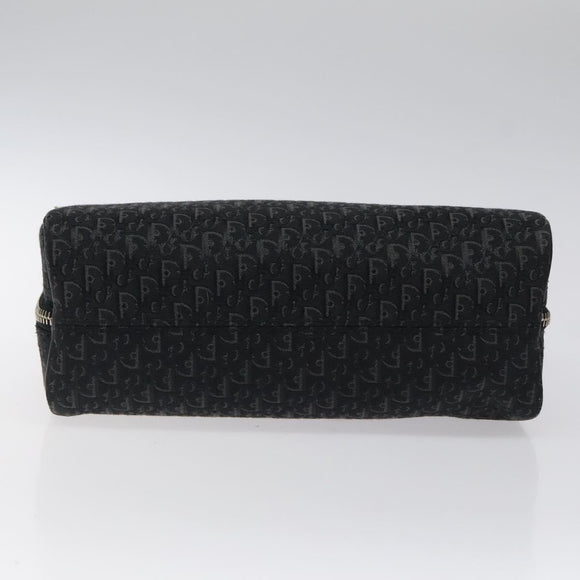 Christian Dior Trotter Canvas Hand Bag Black Silver Auth 117320M