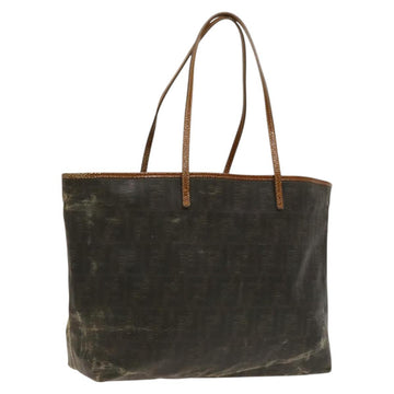 FENDI Zucca Canvas Tote Bag Coated Canvas Brown Khaki Auth 117322
