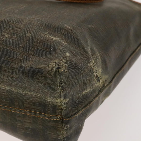 FENDI Zucca Canvas Tote Bag Coated Canvas Brown Khaki Auth 117322