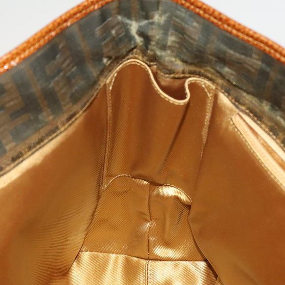 FENDI Zucca Canvas Tote Bag Coated Canvas Brown Khaki Auth 117322
