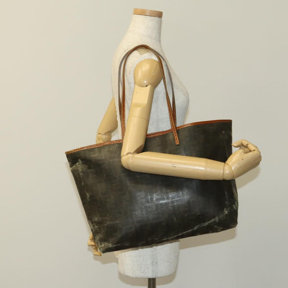 FENDI Zucca Canvas Tote Bag Coated Canvas Brown Khaki Auth 117322