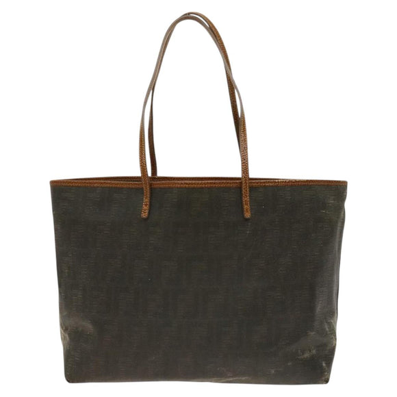 FENDI Zucca Canvas Tote Bag Coated Canvas Brown Khaki Auth 117322