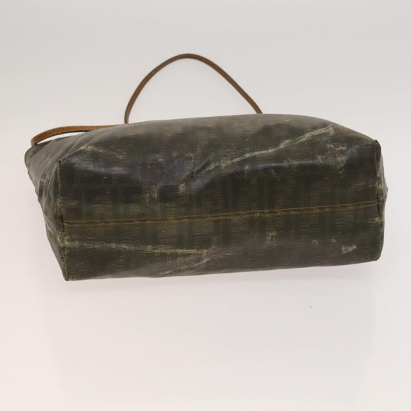 FENDI Zucca Canvas Tote Bag Coated Canvas Brown Khaki Auth 117322
