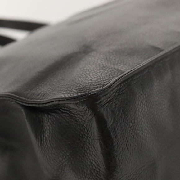 CHANEL COCO Mark Chain Tote Bag Caviar Skin Black CC Auth 117332