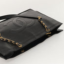 CHANEL COCO Mark Chain Tote Bag Caviar Skin Black CC Auth 117332-6