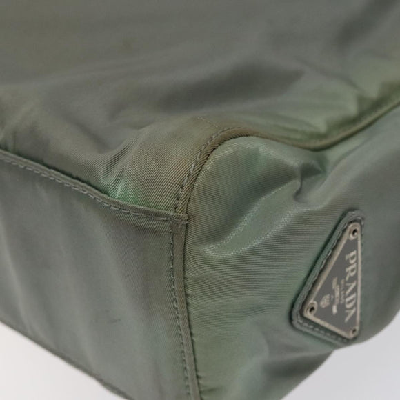 PRADA Hand Bag Nylon Khaki Silver Auth 117333