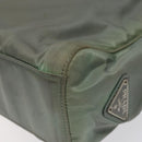 PRADA Hand Bag Nylon Khaki Silver Auth 117333-15