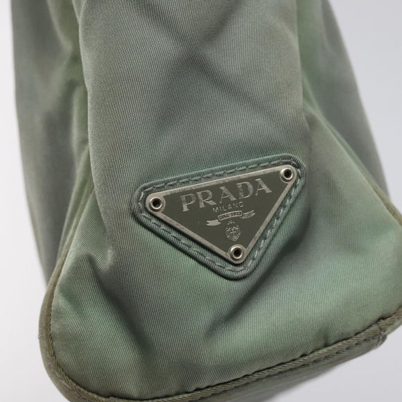 PRADA Hand Bag Nylon Khaki Silver Auth 117333