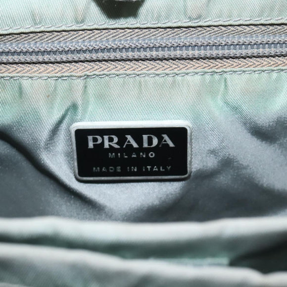 PRADA Hand Bag Nylon Khaki Silver Auth 117333
