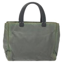 PRADA Hand Bag Nylon Khaki Silver Auth 117333-13