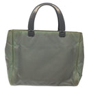 PRADA Hand Bag Nylon Khaki Silver Auth 117333-2