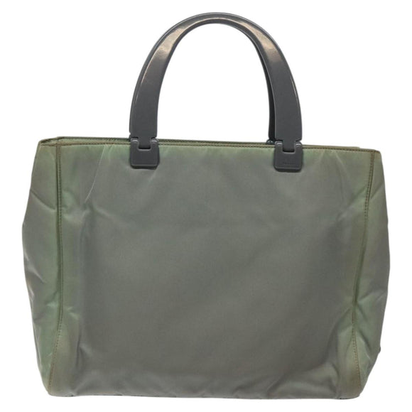 PRADA Hand Bag Nylon Khaki Silver Auth 117333