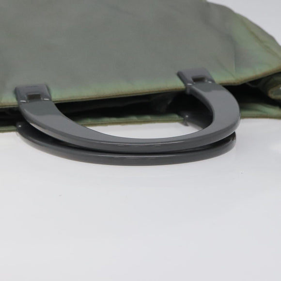 PRADA Hand Bag Nylon Khaki Silver Auth 117333