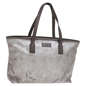 GUCCI GG Implementation Tote Bag Coated Canvas Silver Auth 117334