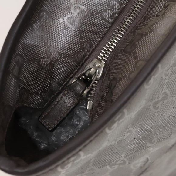 GUCCI GG Implementation Tote Bag Coated Canvas Silver Auth 117334