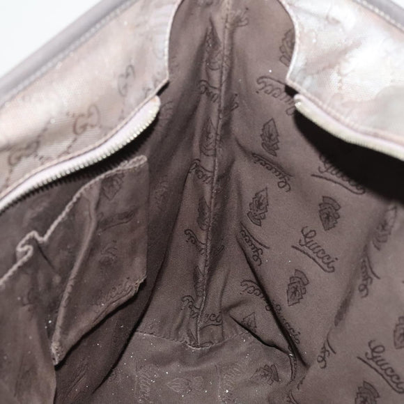 GUCCI GG Implementation Tote Bag Coated Canvas Silver Auth 117334